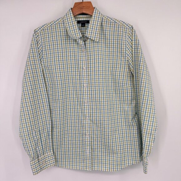 Lands End Womens pinpoint Oxford no iron Plaid Shirt Size 12 Cotton blend - Picture 6 of 10